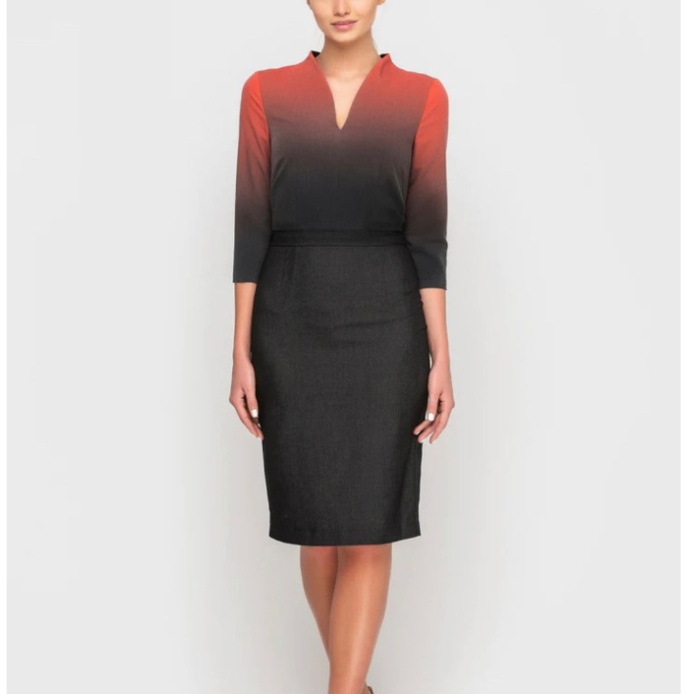 Elegant Ombre Black and Red Midi Dress
